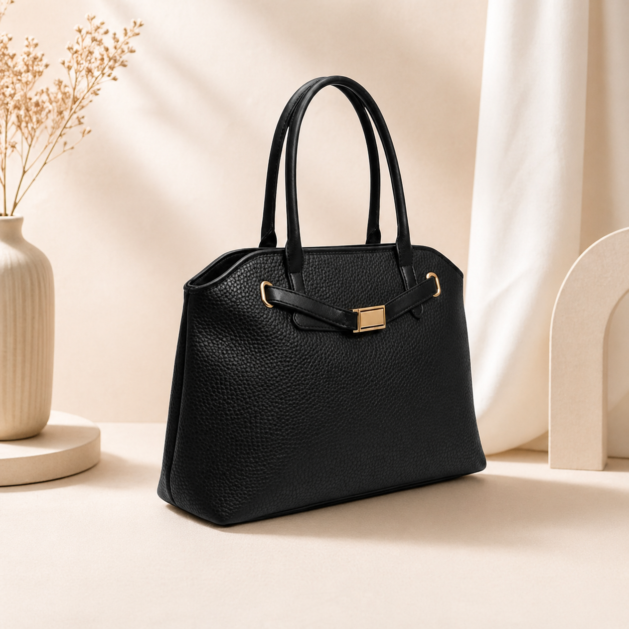 Textured PU Leather Tote Bag