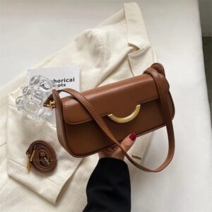 Casual Leatherette Shoulder Sling Bag for Women – Adjustable Strap for Party & Everyday Wear (Brown) - Metin Bags